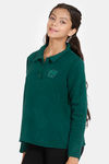 Zivame Girls Polar Fleece Knit Poly Sweatshirt - Sea Moss — thumbnail 2